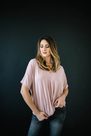 Knot Me V-Neck Tee in Rose