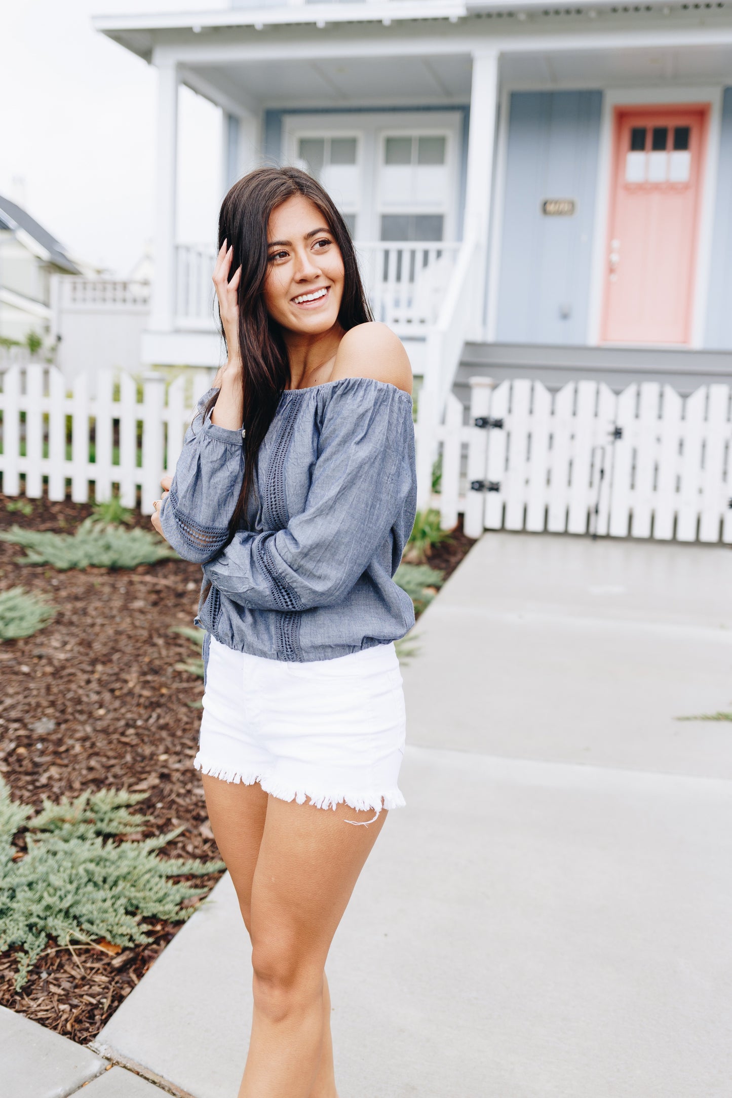 Lace Panel Off The Shoulder Top