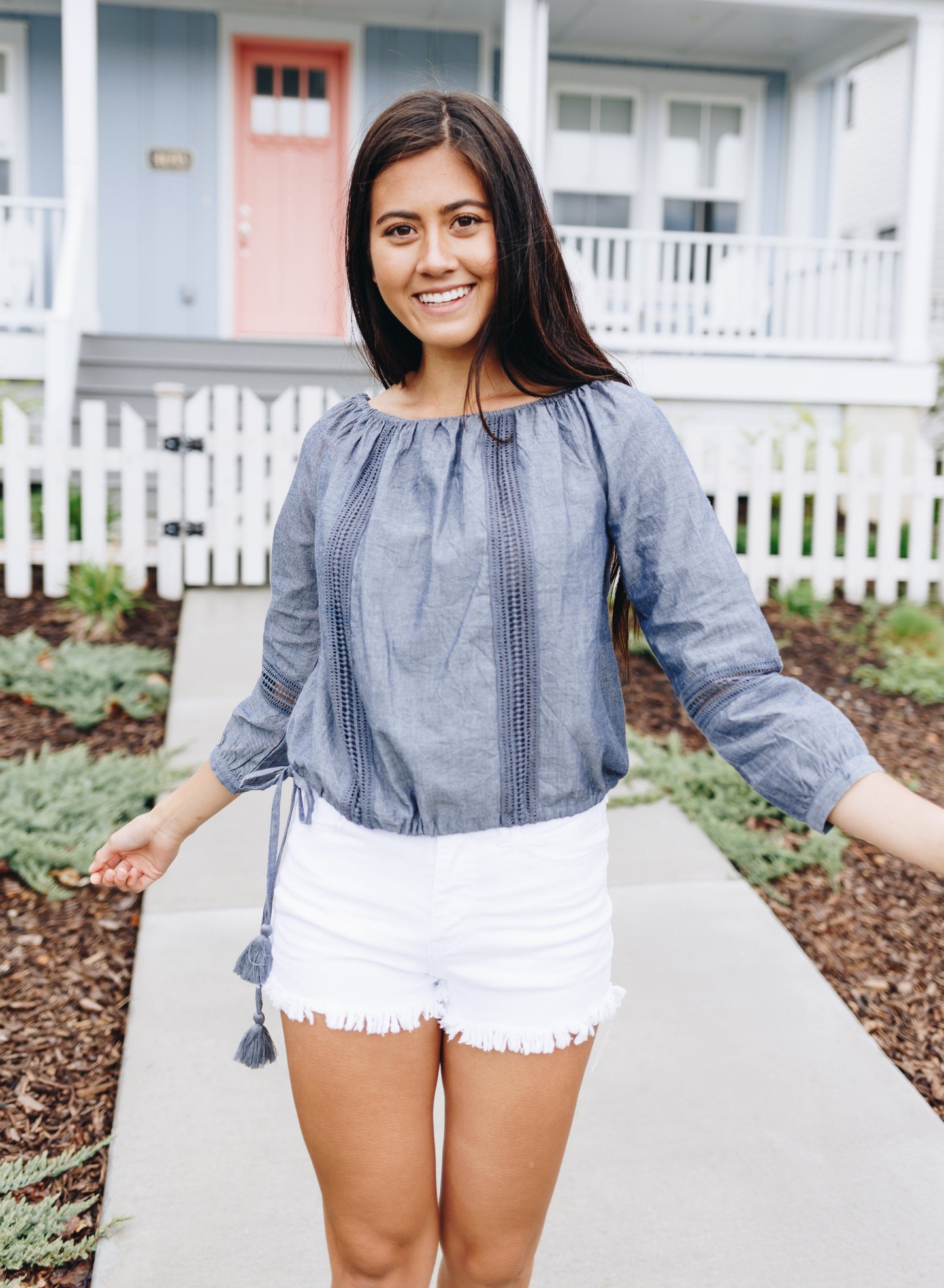 Lace Panel Off The Shoulder Top