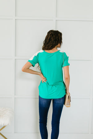 Lace Up The Sleeve Top In Green