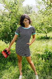 Later Skater T-shirt Dress With Turquoise Trim