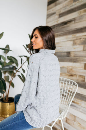 Left My Heart In San Francisco Cable Knit Sweater In Gray