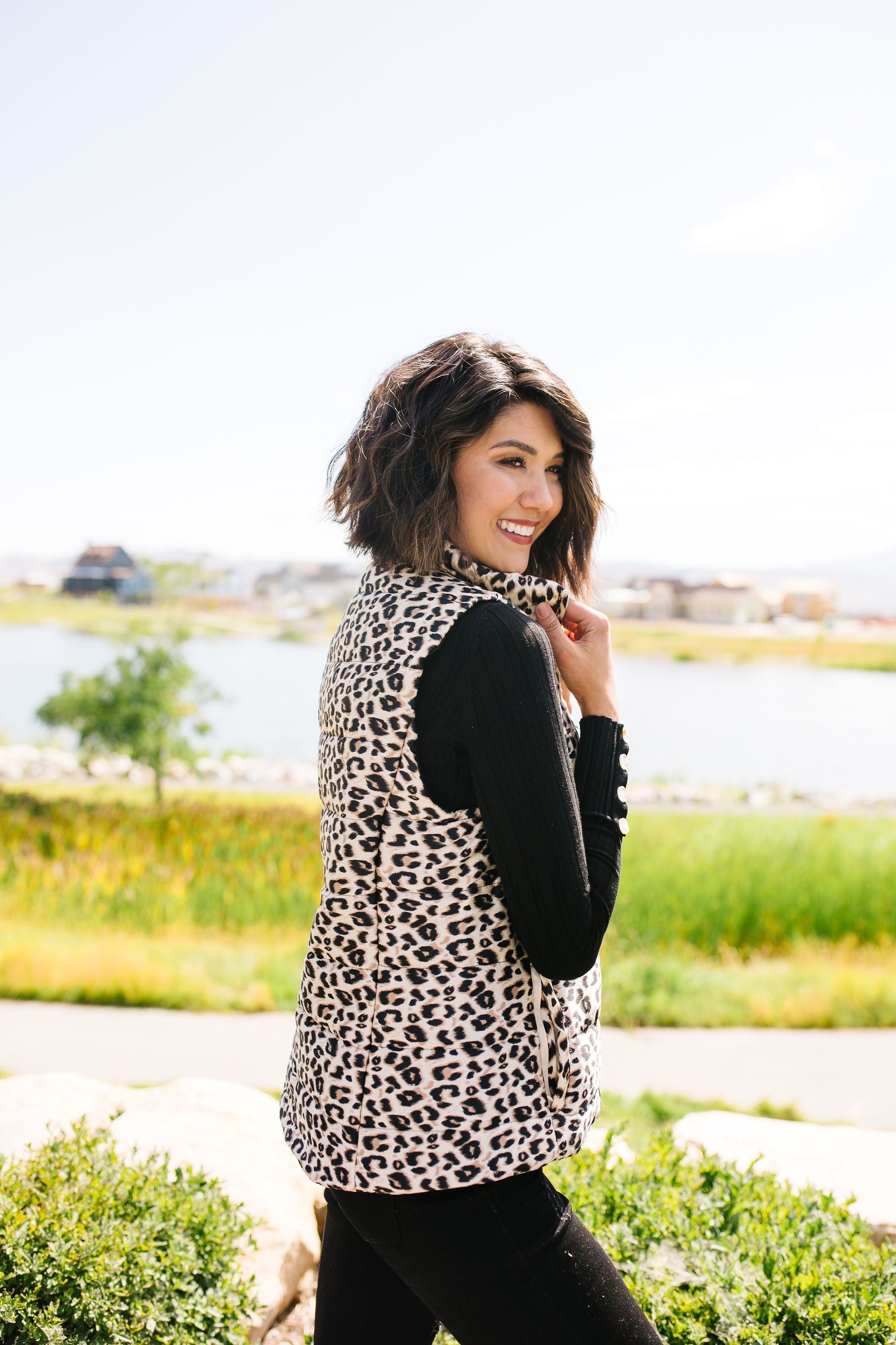 Leopard Print Puffer Vest