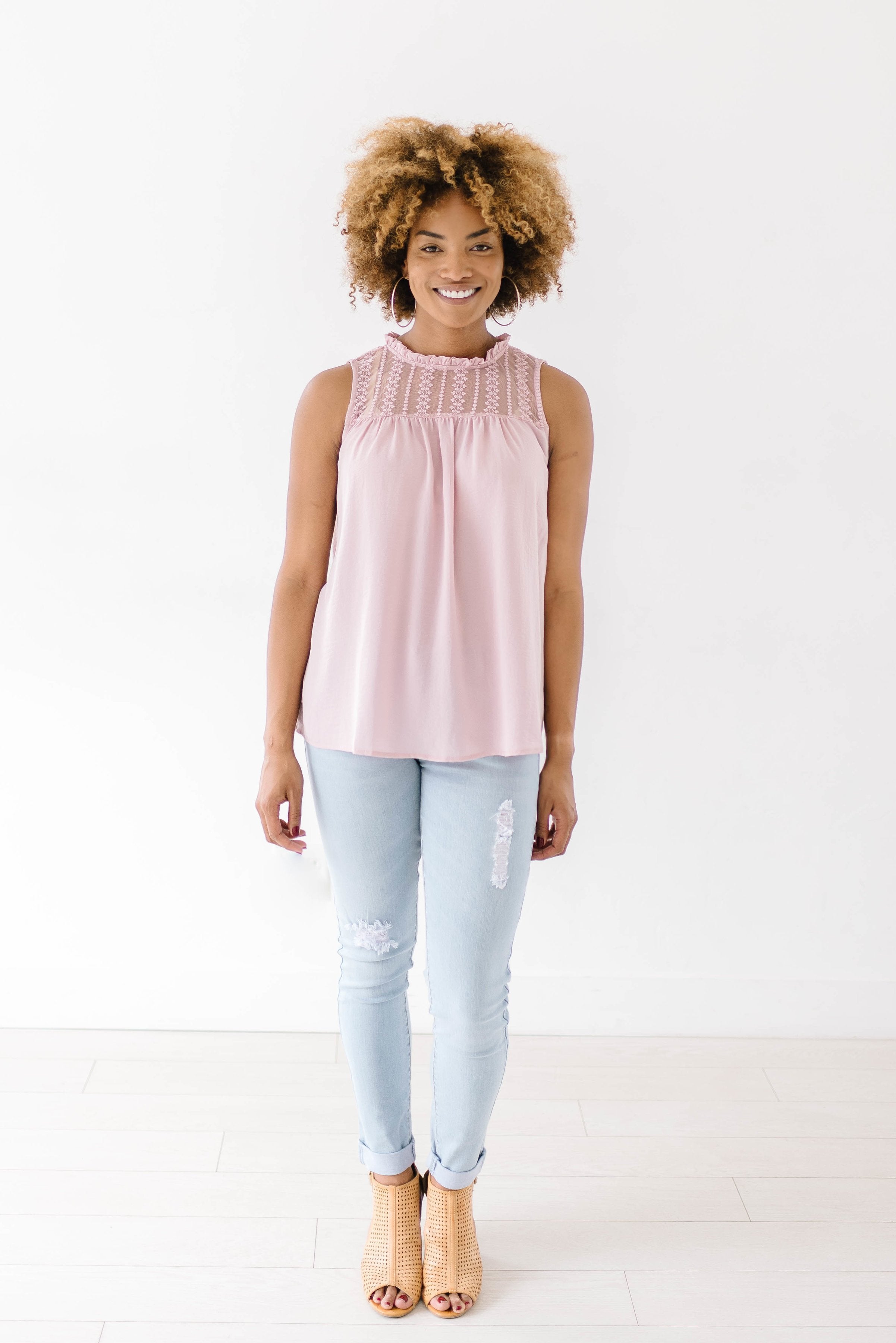 Lexie Lace Top in Blush