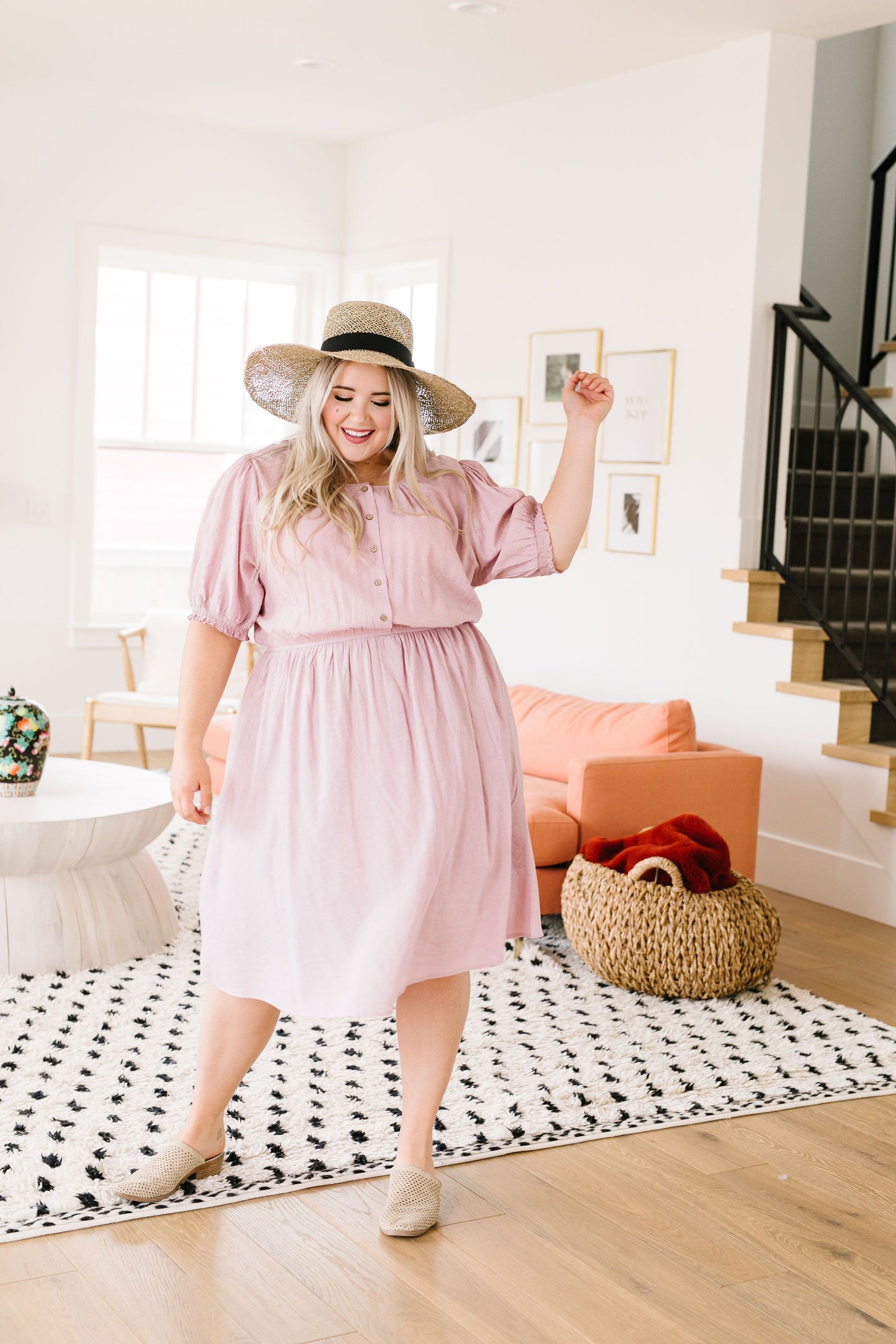 Lilac Balloon Sleeve Dress