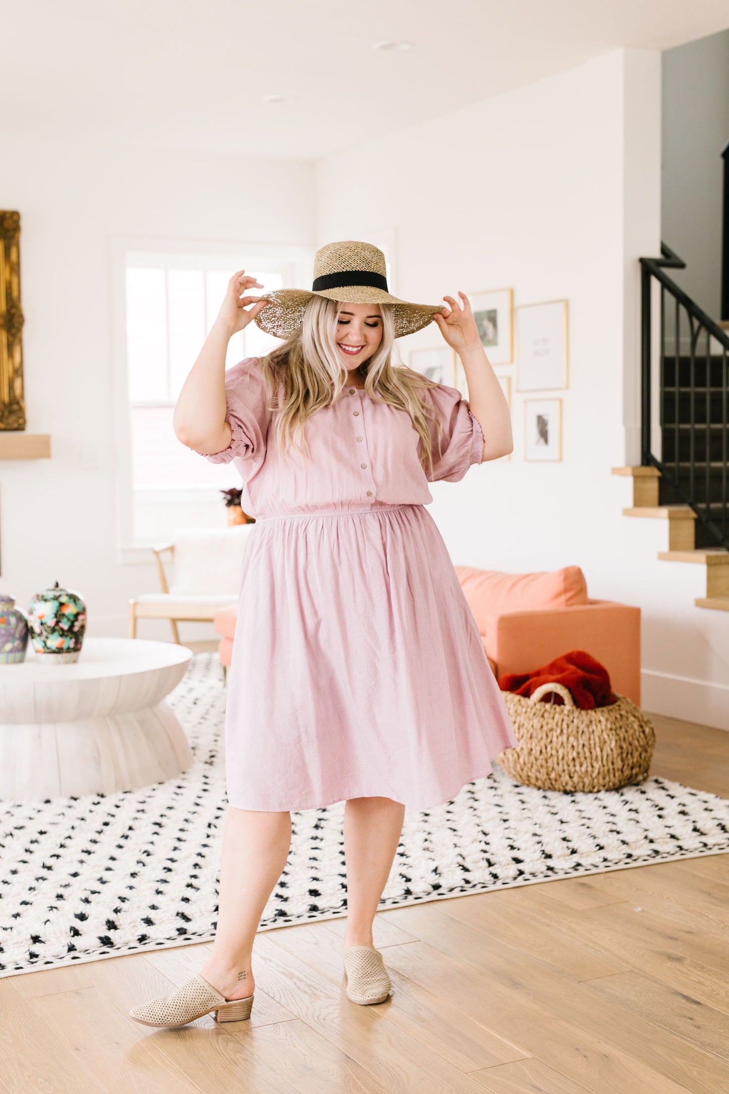 Lilac Balloon Sleeve Dress