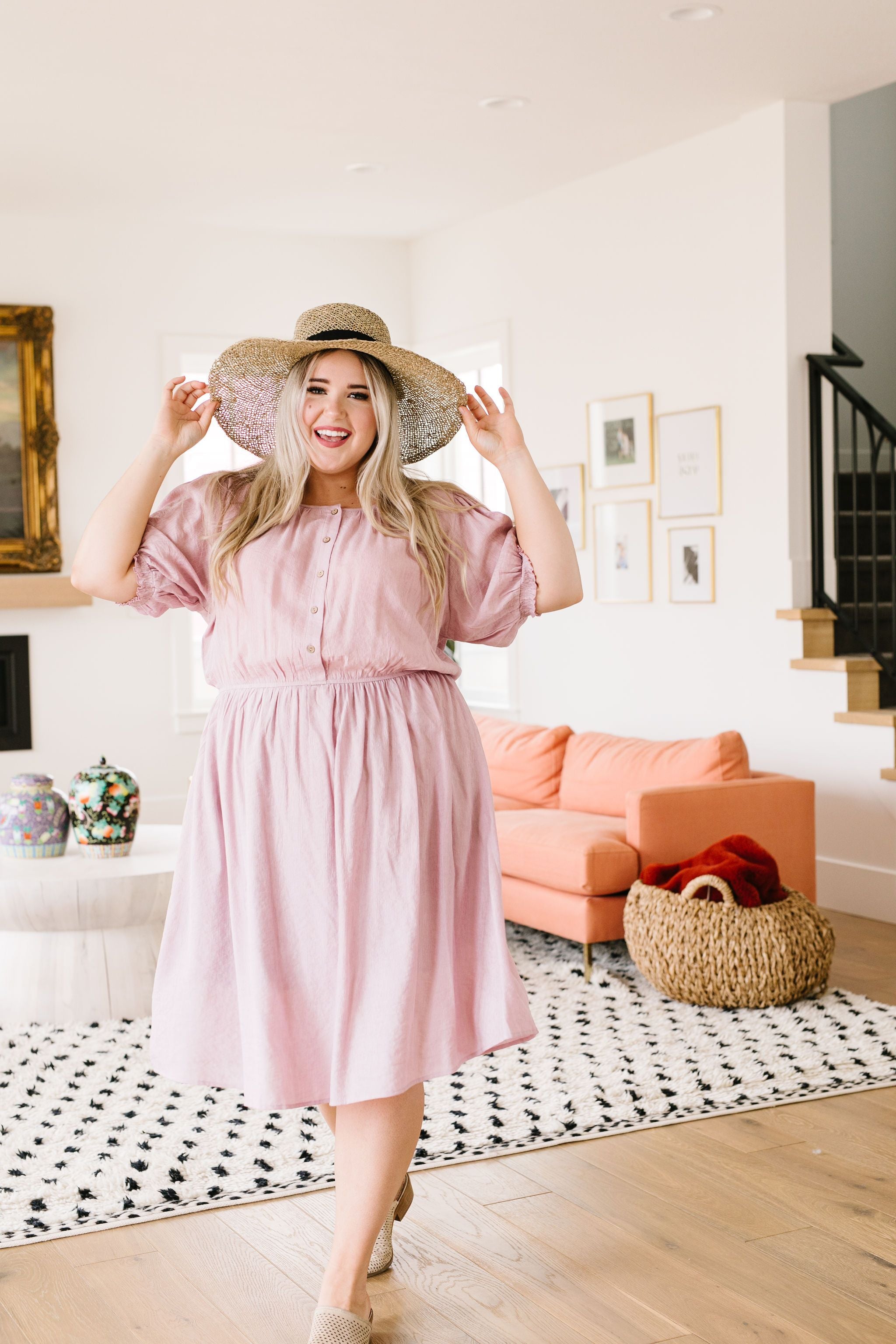 Lilac Balloon Sleeve Dress