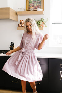 Lilac Balloon Sleeve Dress
