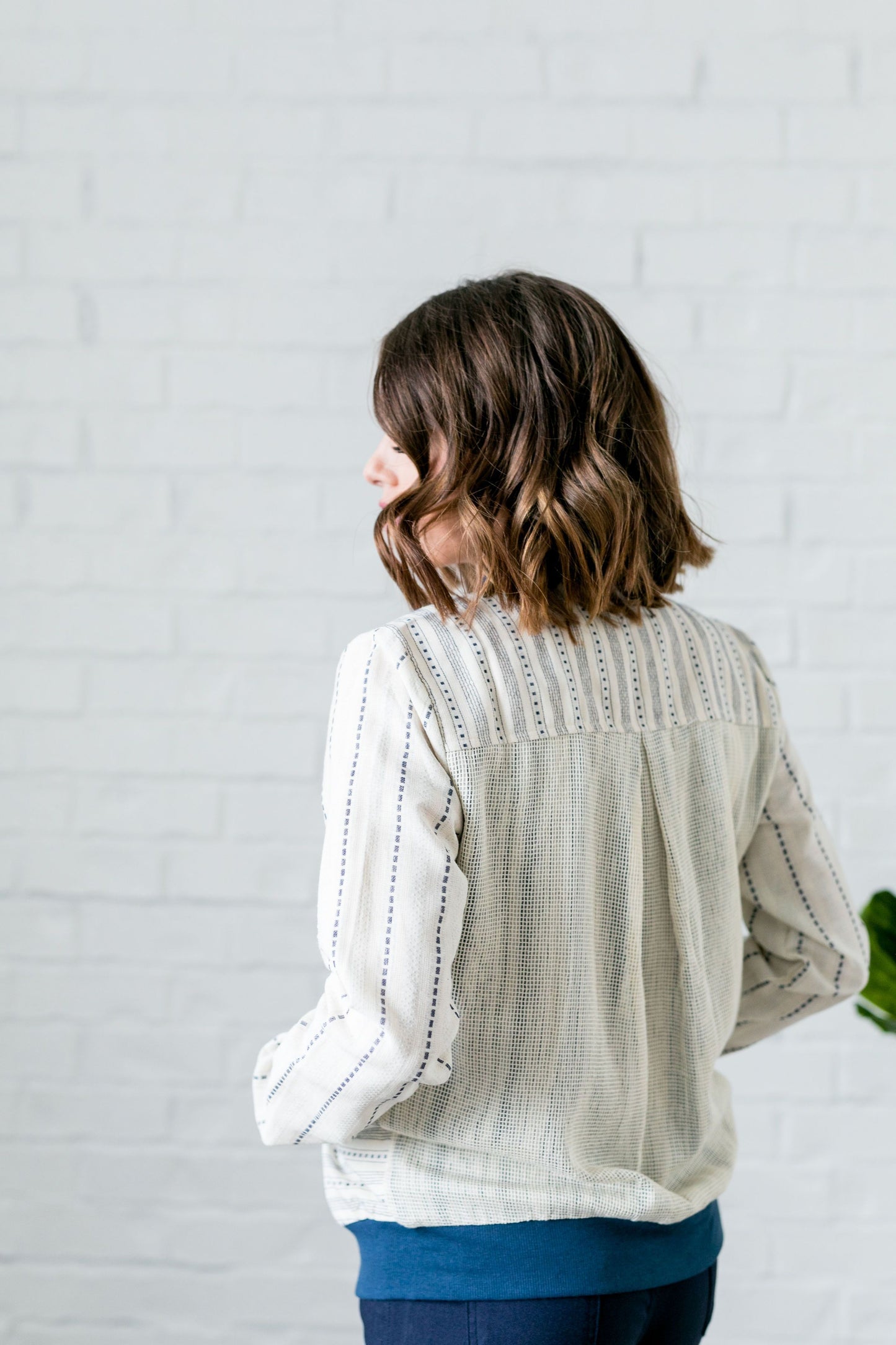 Linen + Mesh Striped Bomber Jacket - ALL SALES FINAL