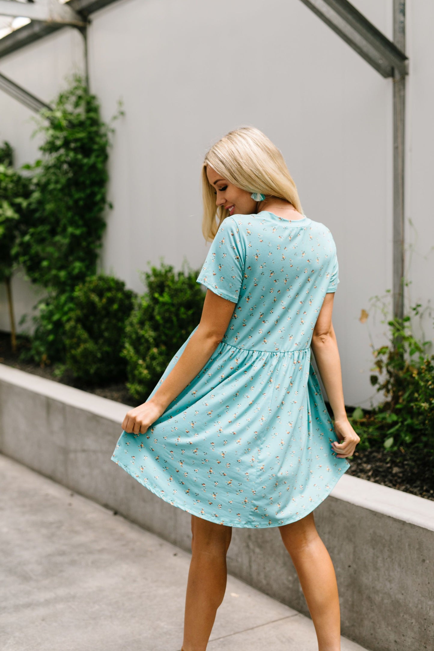 Little Sweetie Floral Dress In Aqua