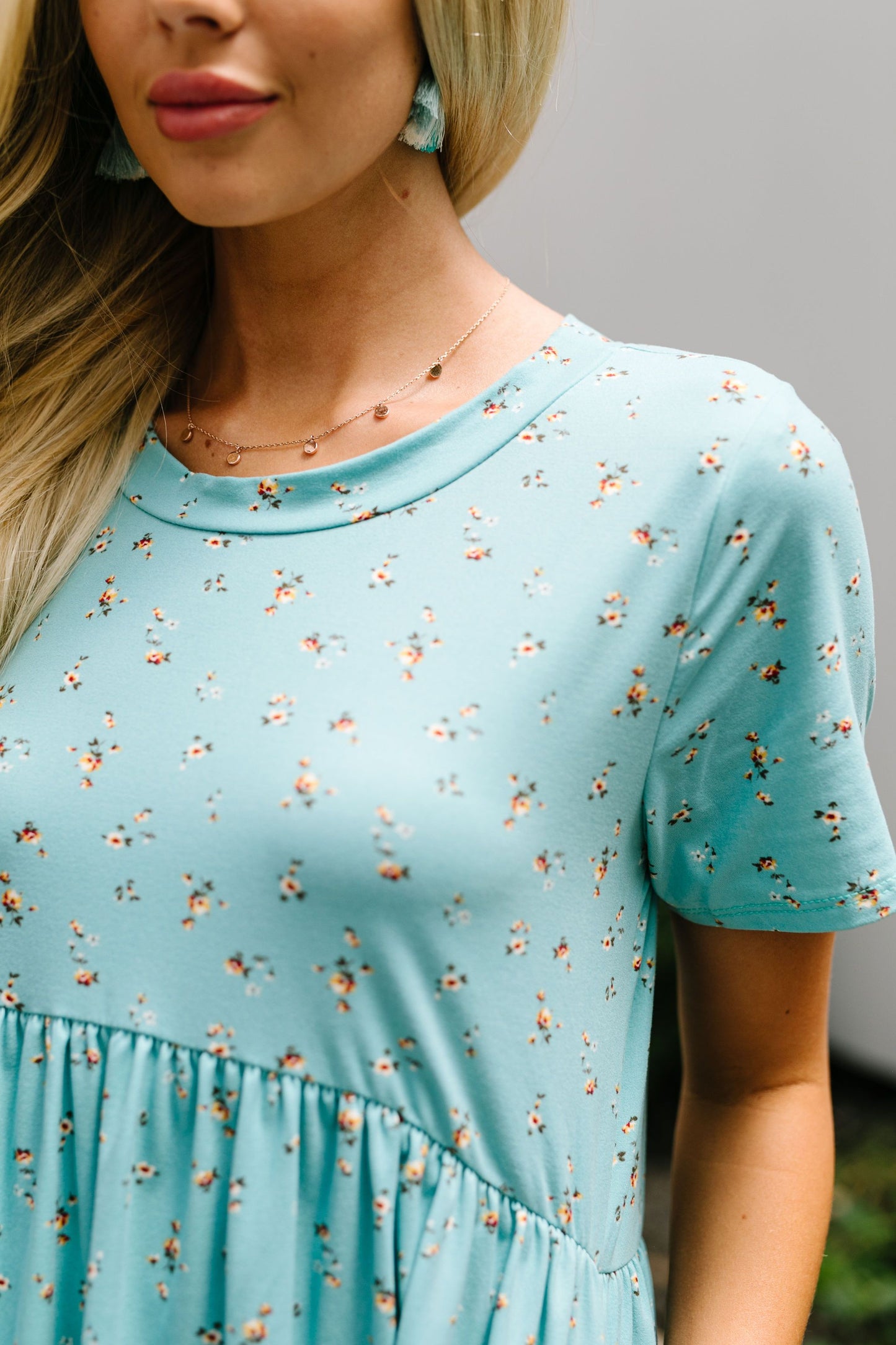 Little Sweetie Floral Dress In Aqua