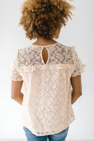 Lynden Lace Top In Pale Peach