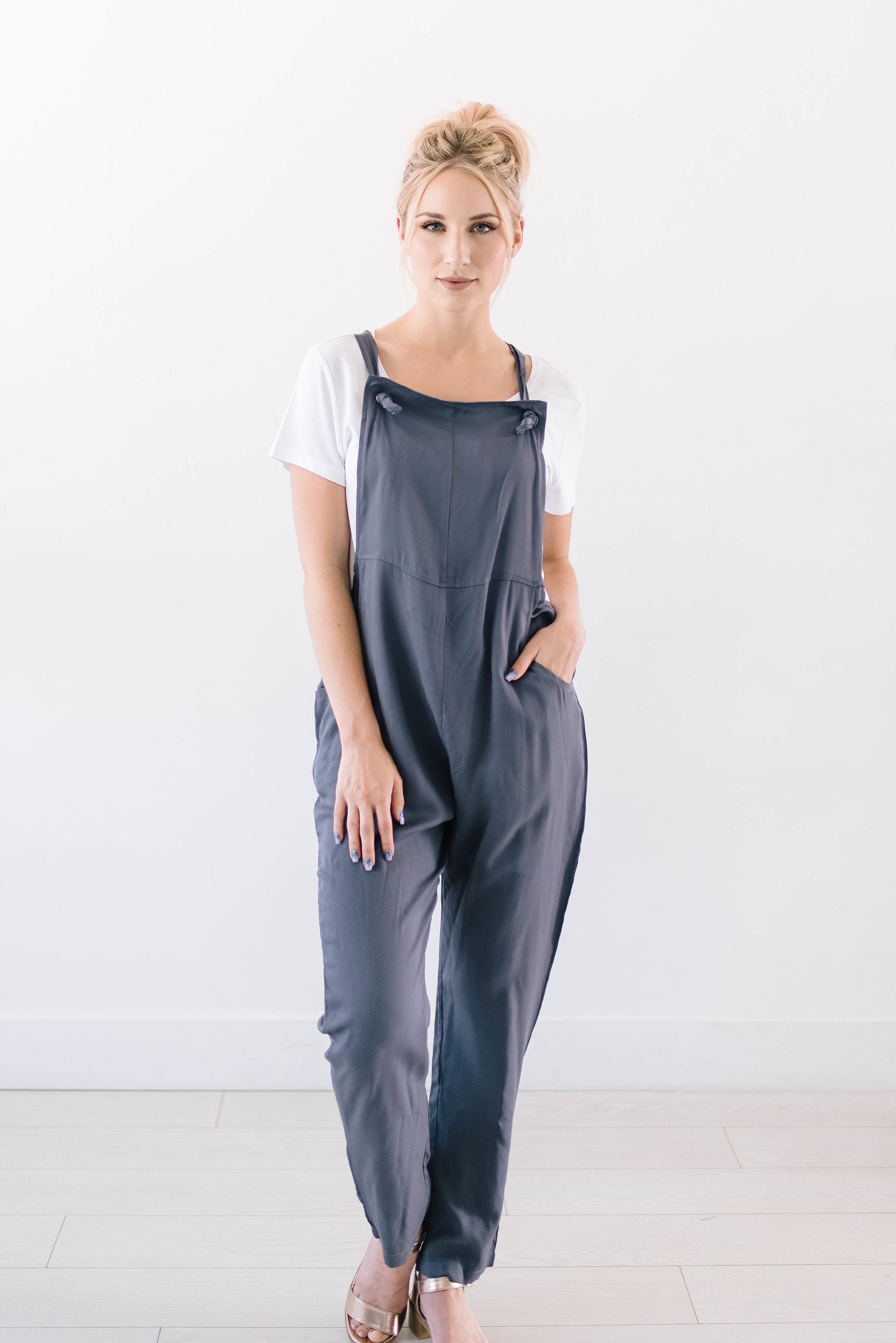 Mandy Overalls In Slate Blue