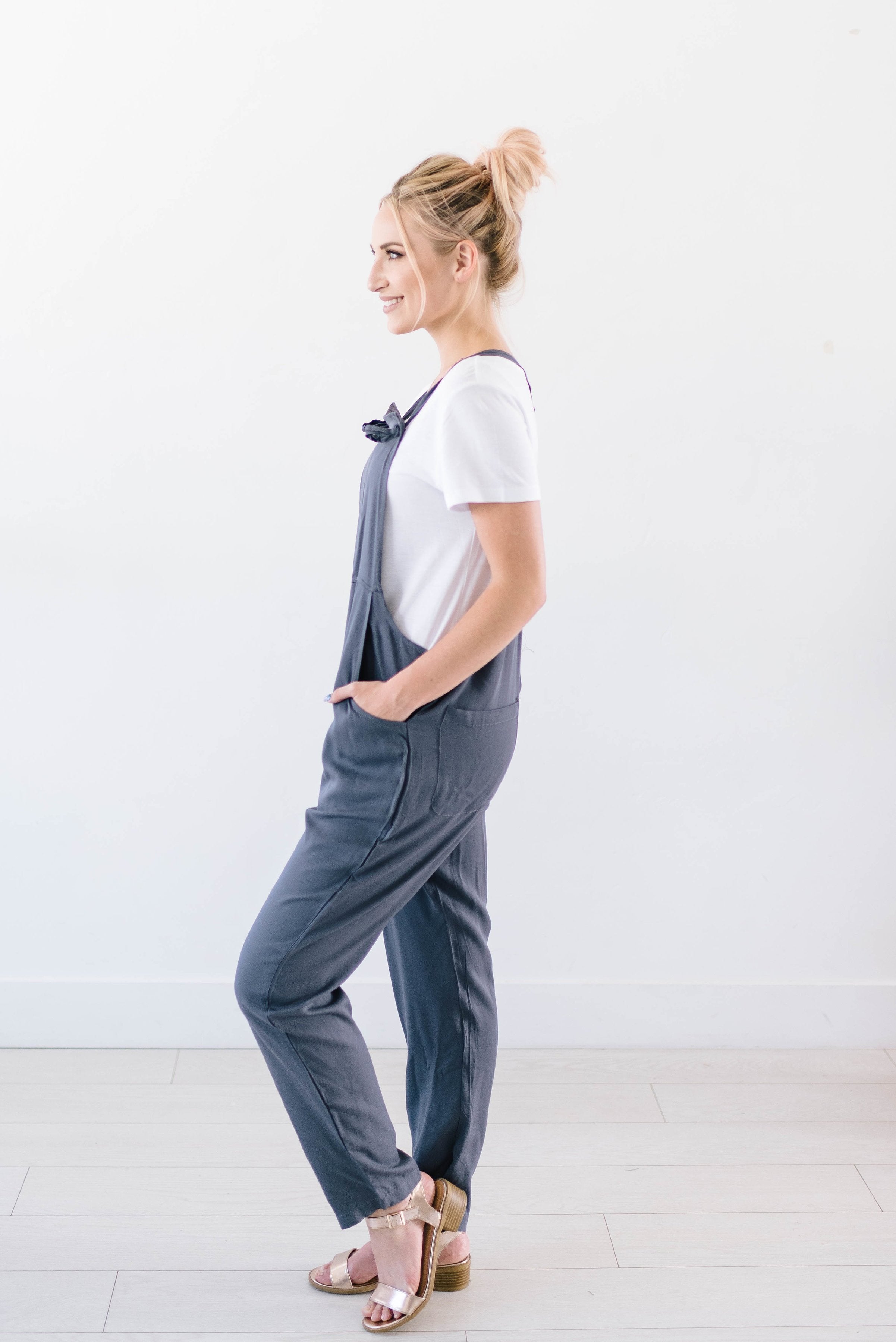 Mandy Overalls In Slate Blue