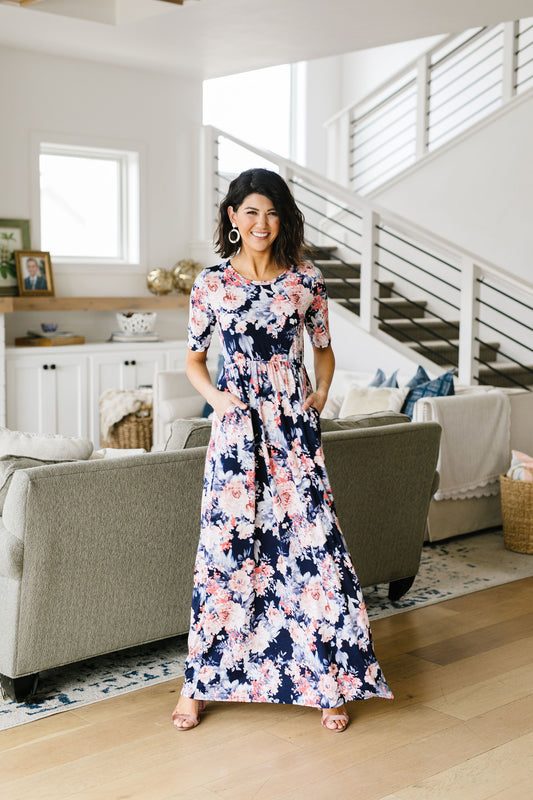 Midnight Rendezvous Floral Maxi