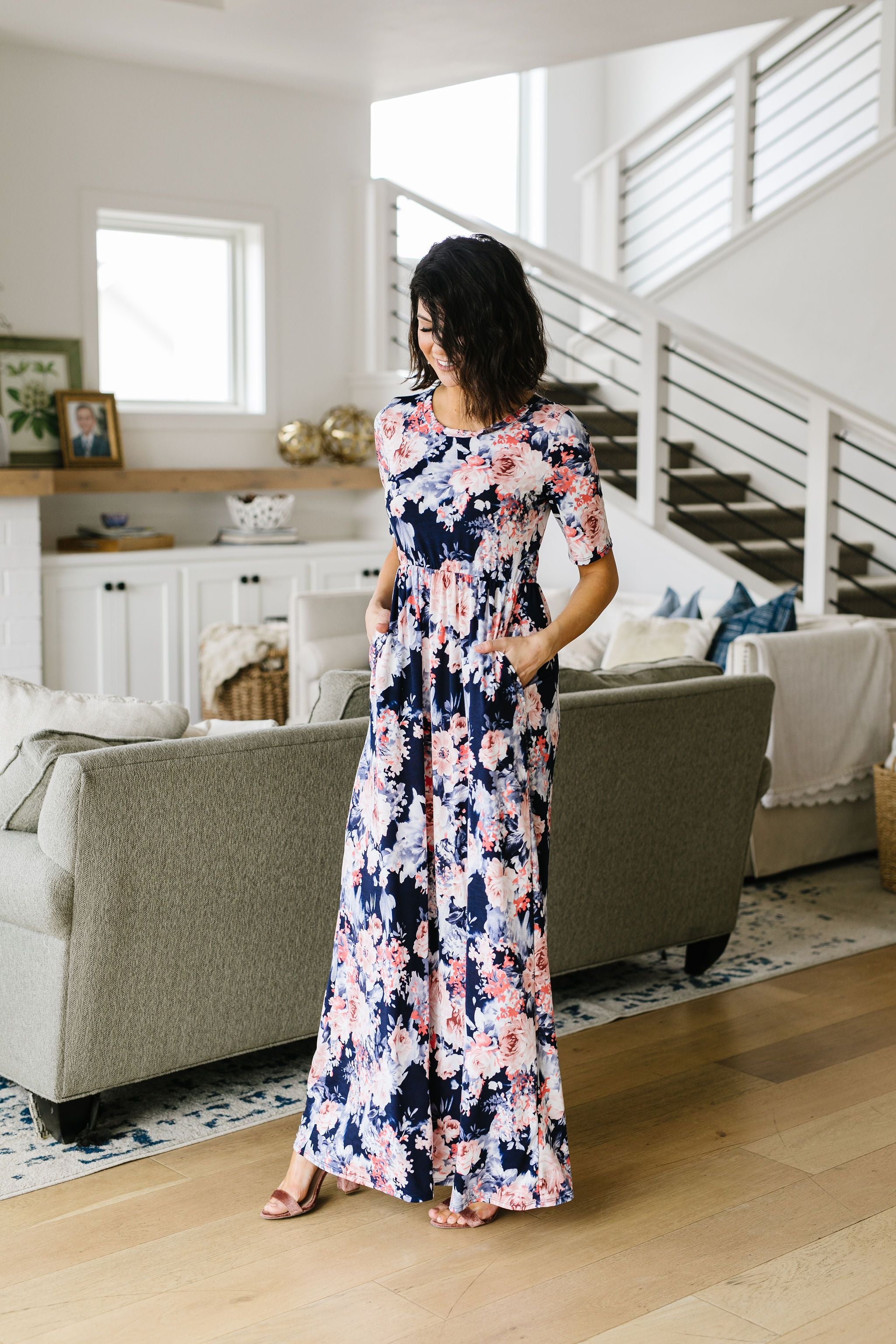 Midnight Rendezvous Floral Maxi