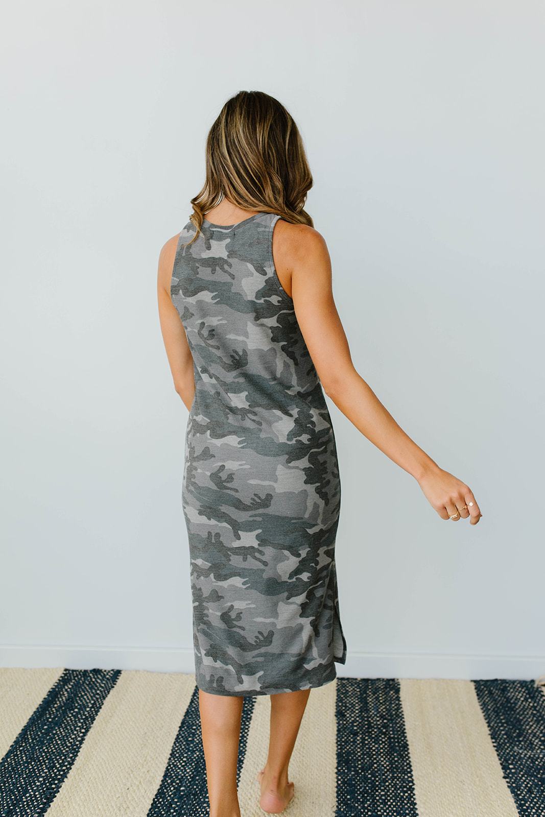 Minimum Exposure Camo Midi Dress