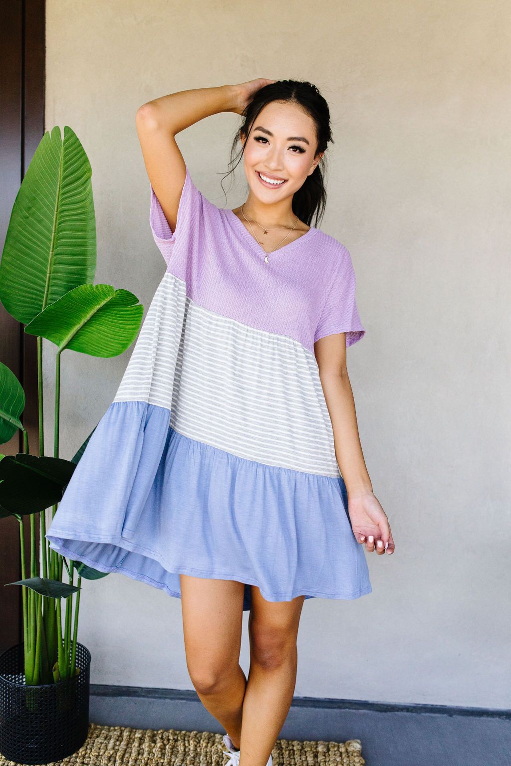 Mix It Up Tiered Colorblock Dress