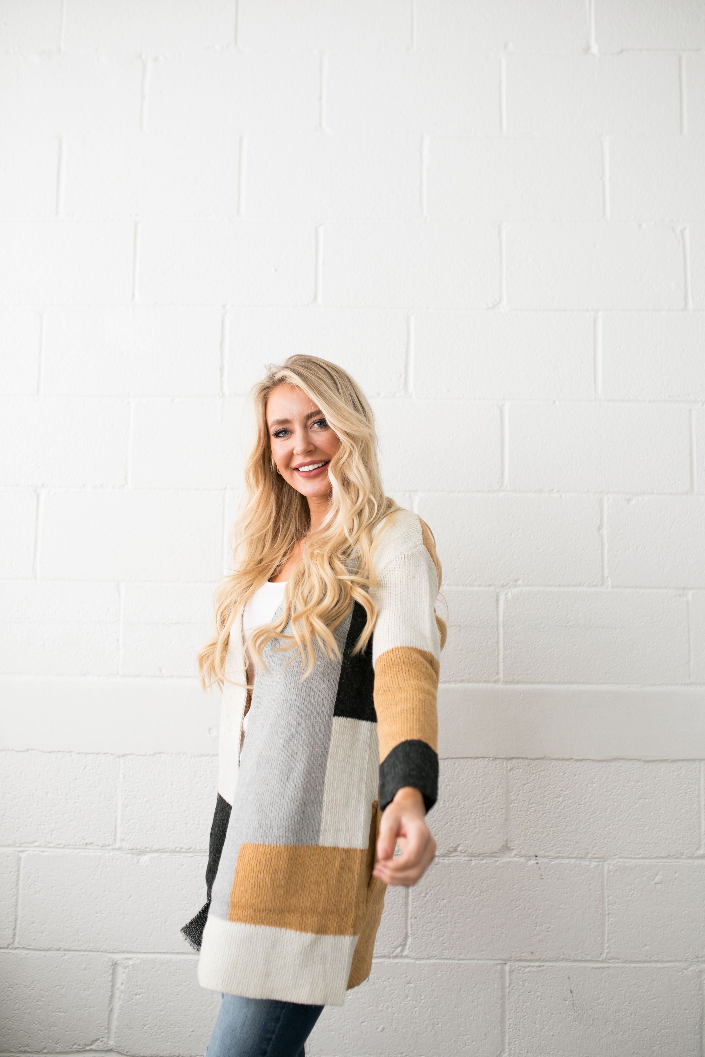 Modern Art Colorblock Cardigan - ALL SALES FINAL