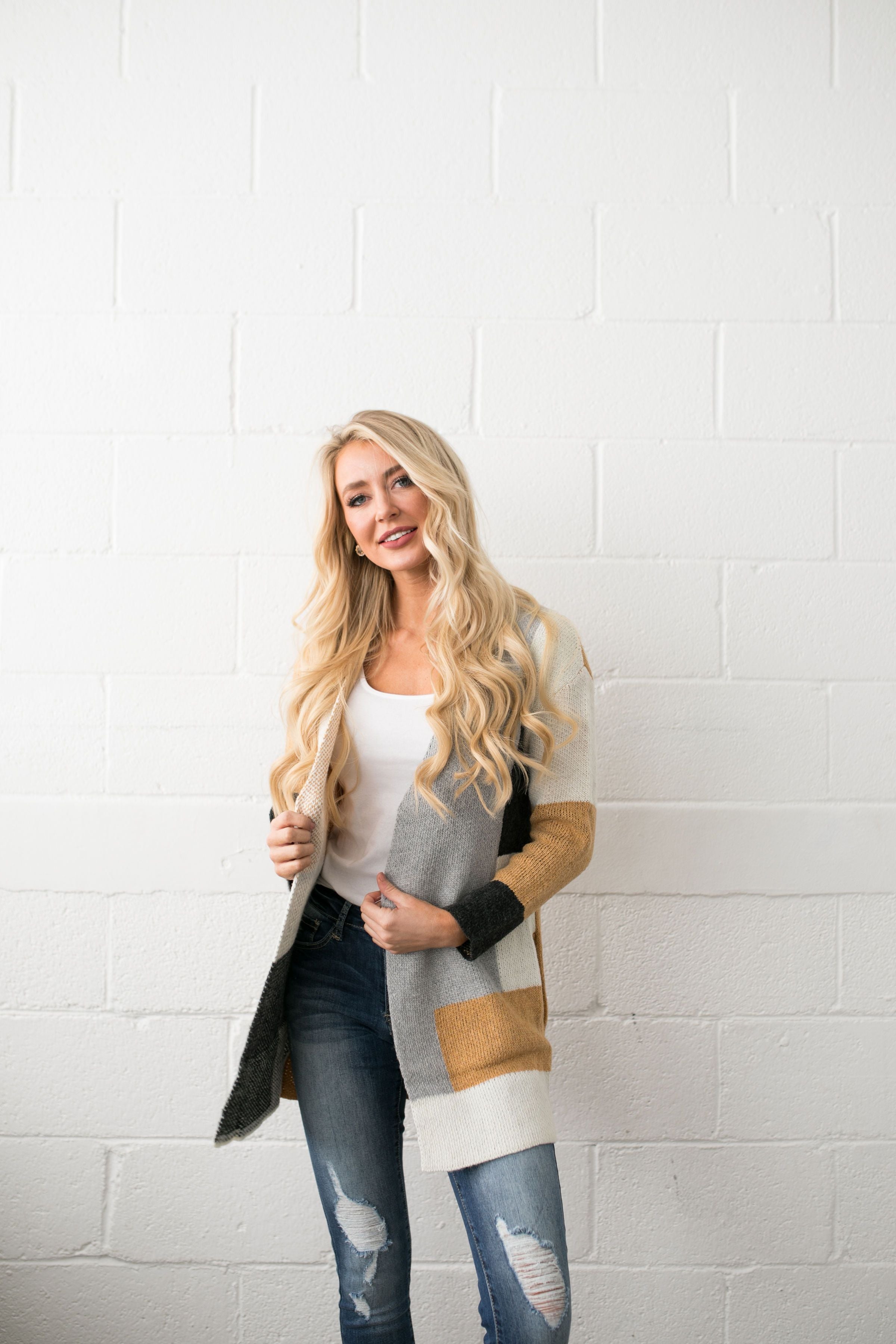 Modern Art Colorblock Cardigan - ALL SALES FINAL