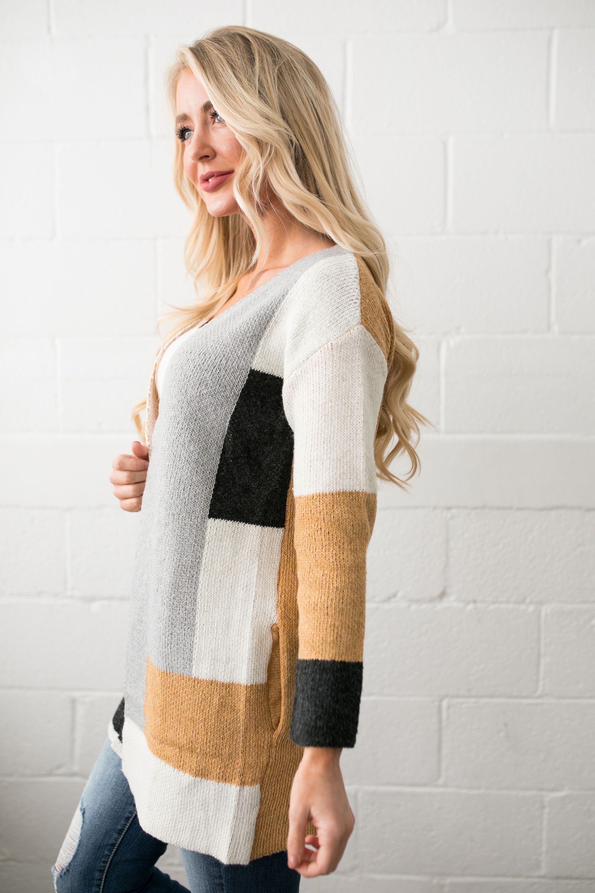 Modern Art Colorblock Cardigan - ALL SALES FINAL