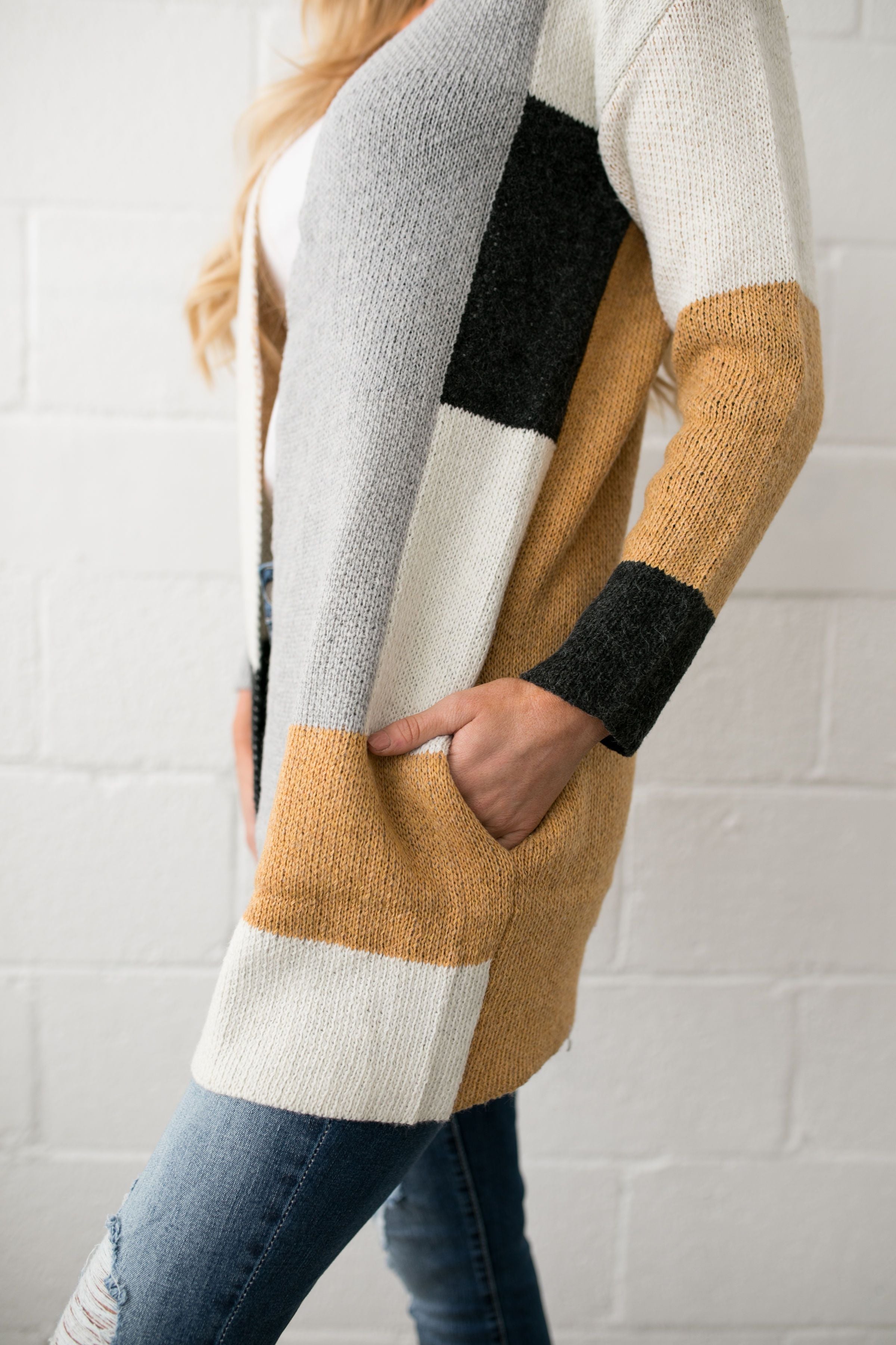 Modern Art Colorblock Cardigan - ALL SALES FINAL