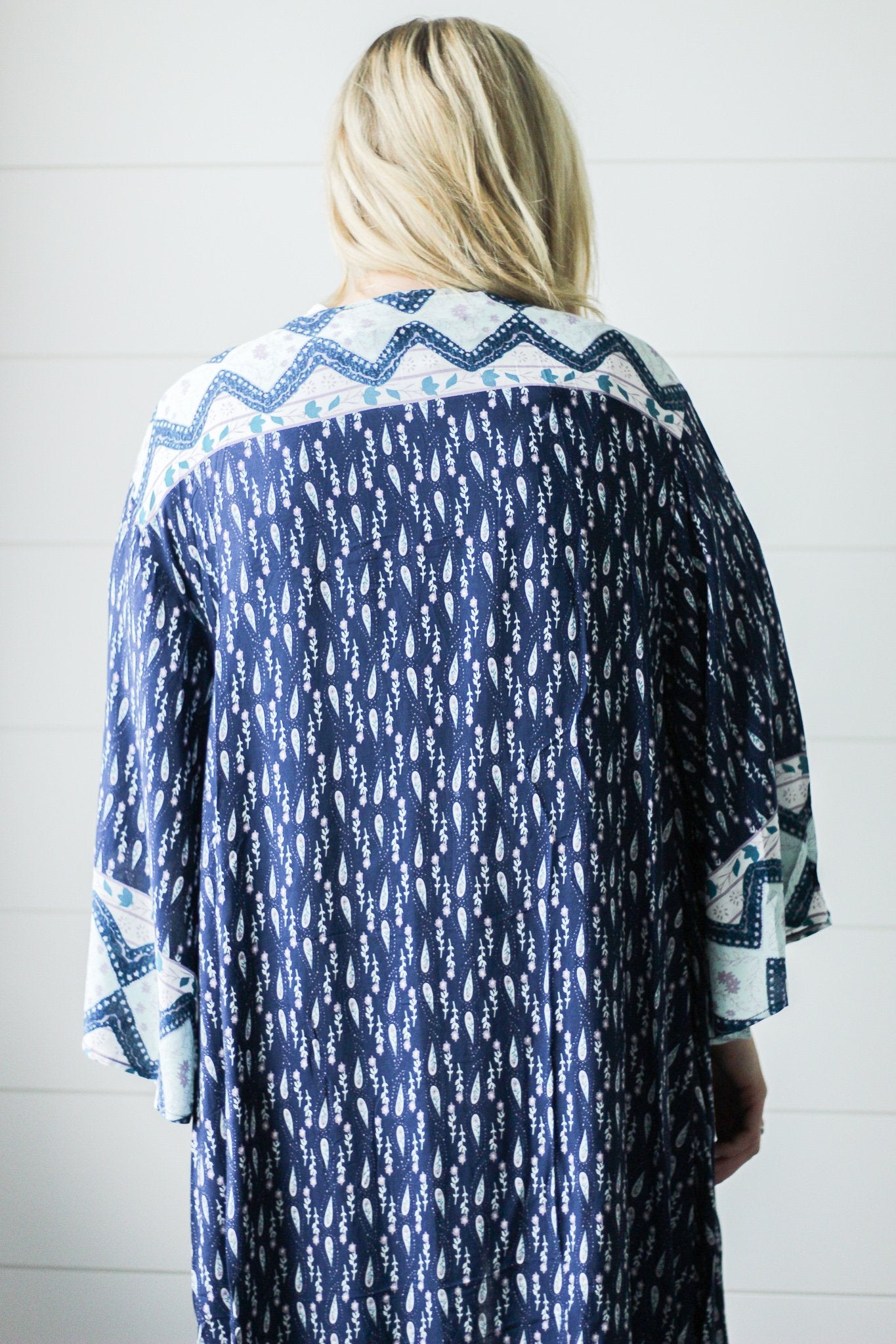 Navy Print Kimono