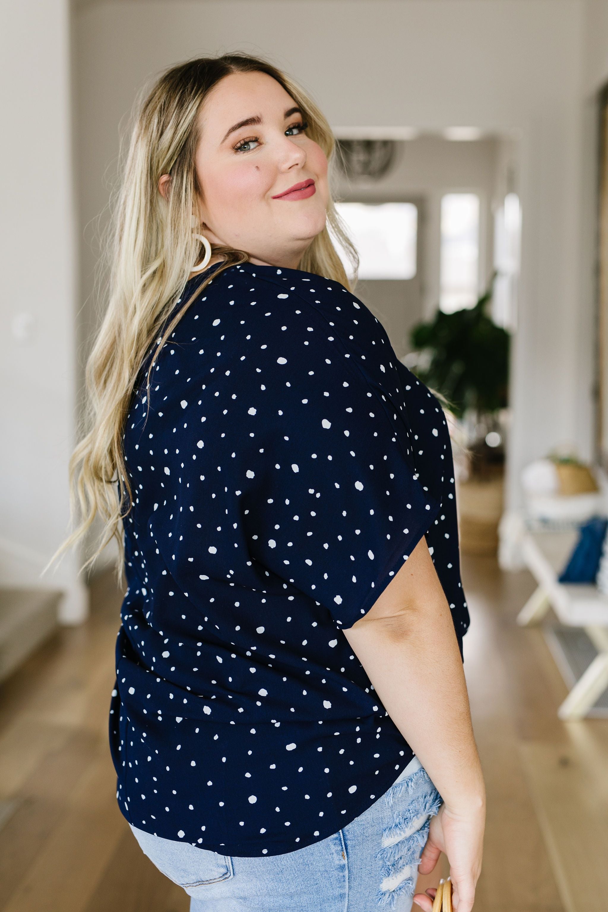 On The Dot Blouse In Navy