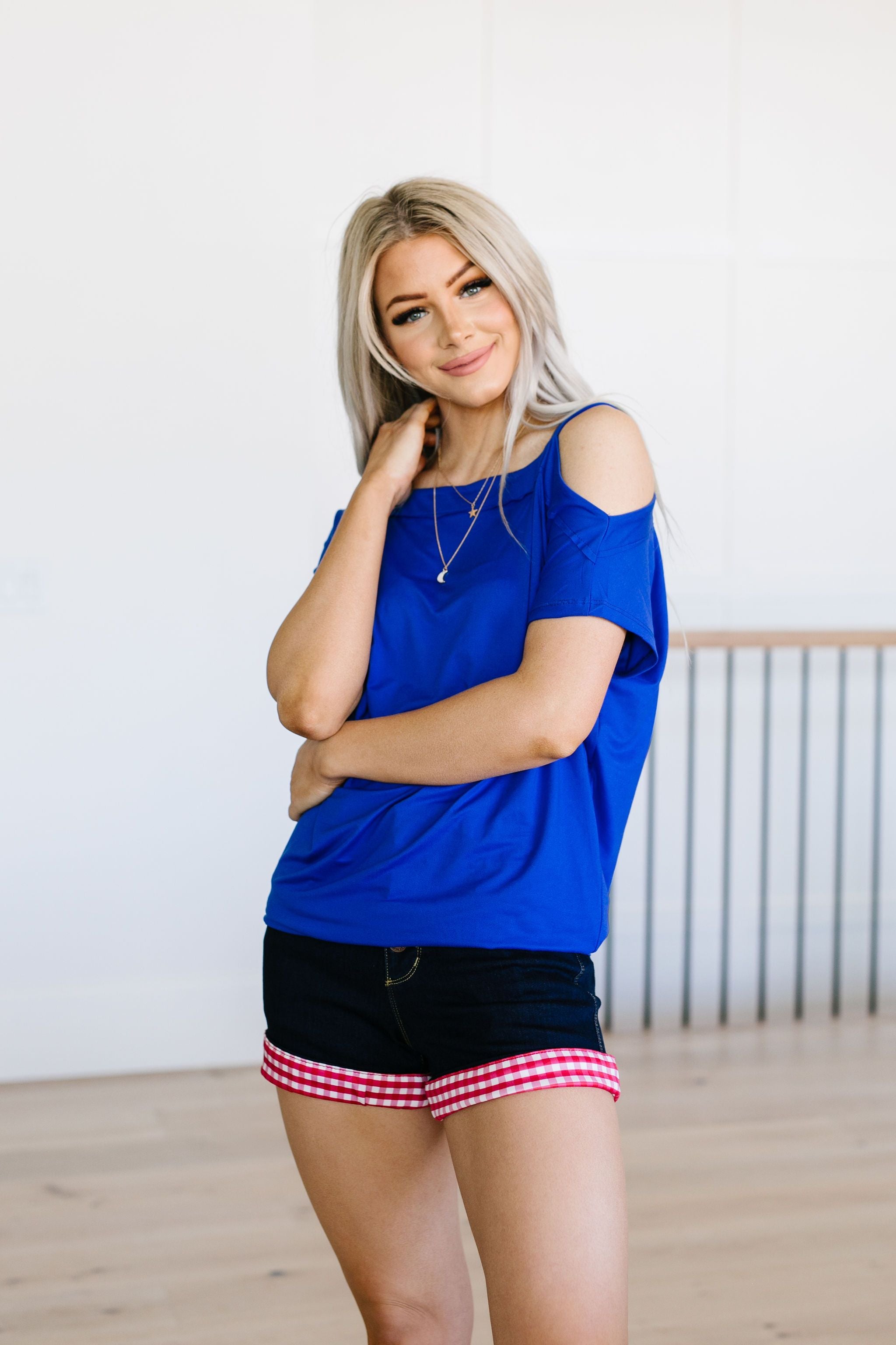 One Shoulder Bare Tunic In Blue