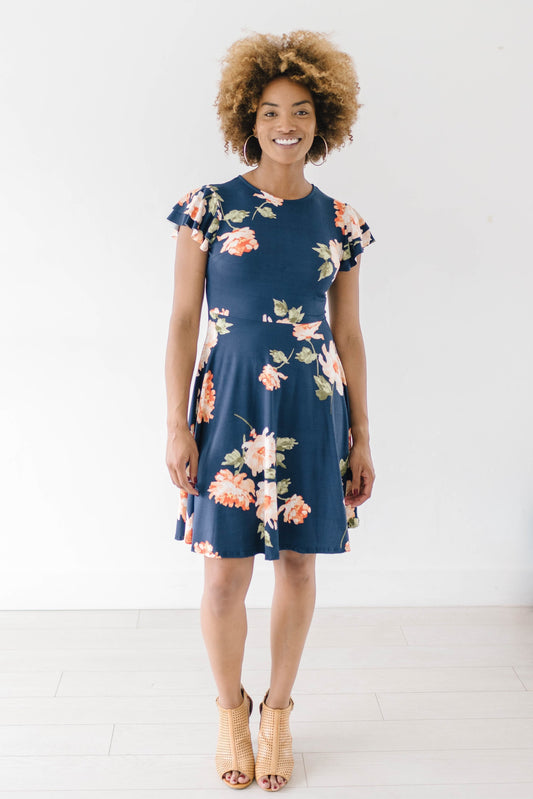Orange Blossom Dress in Navy