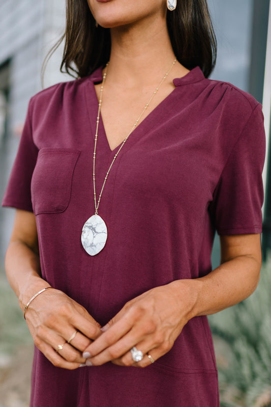 Oval White Stone Necklace