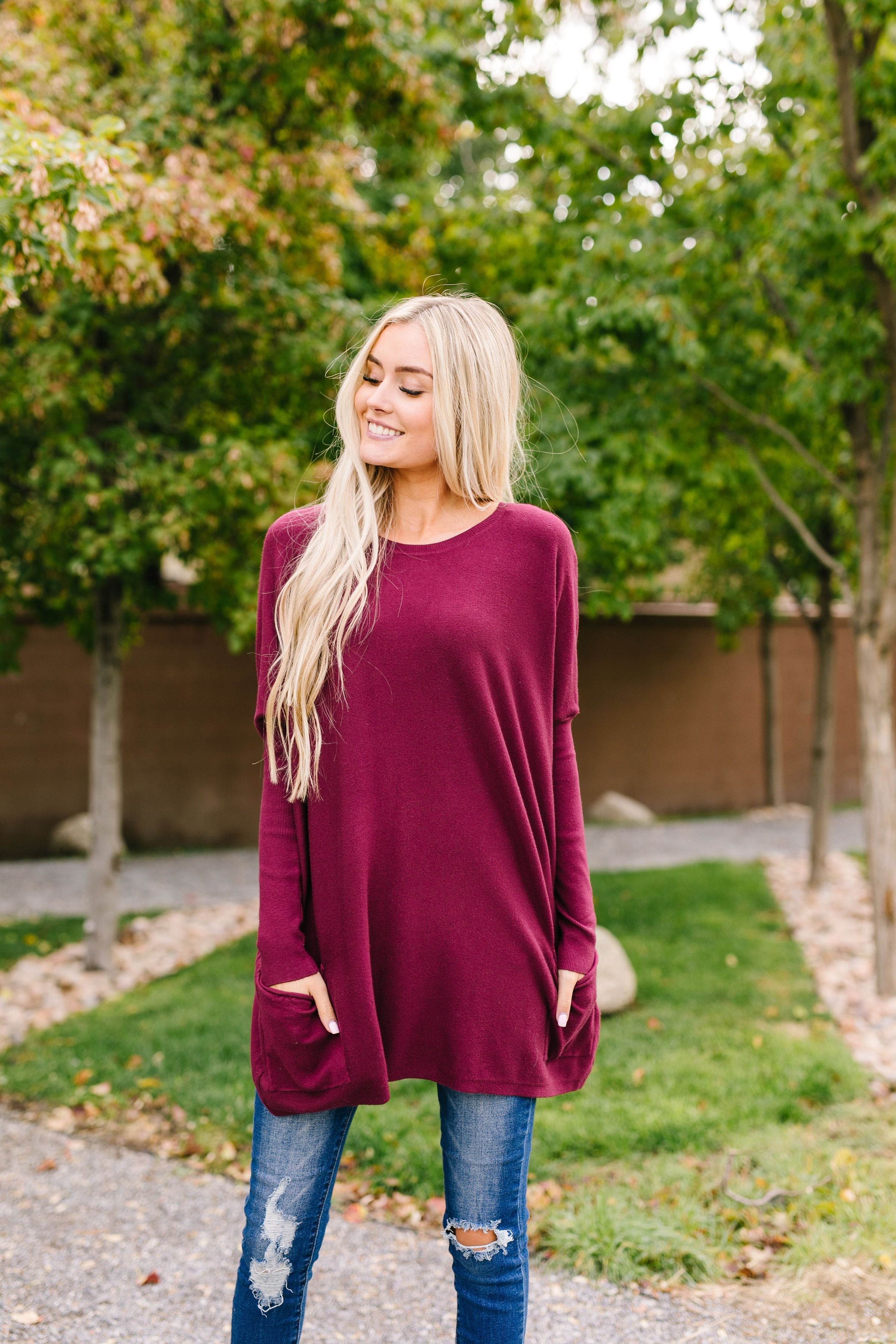 Oversized And Underrated Sweater In Wine