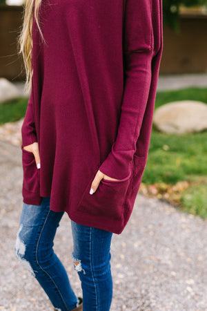 Oversized And Underrated Sweater In Wine