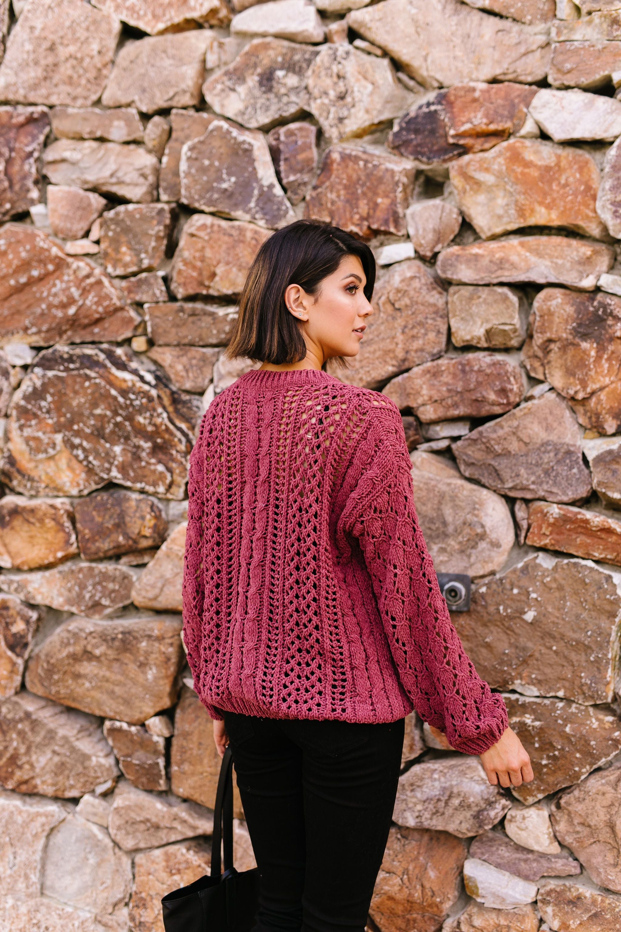 Paprika Open Knit Chenille Sweater