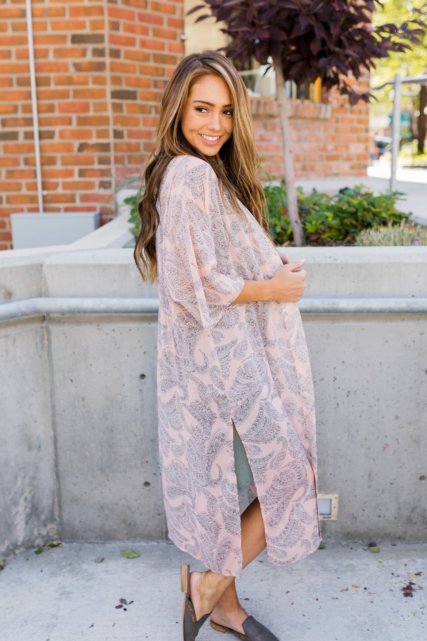 Peach Paisley Kimono