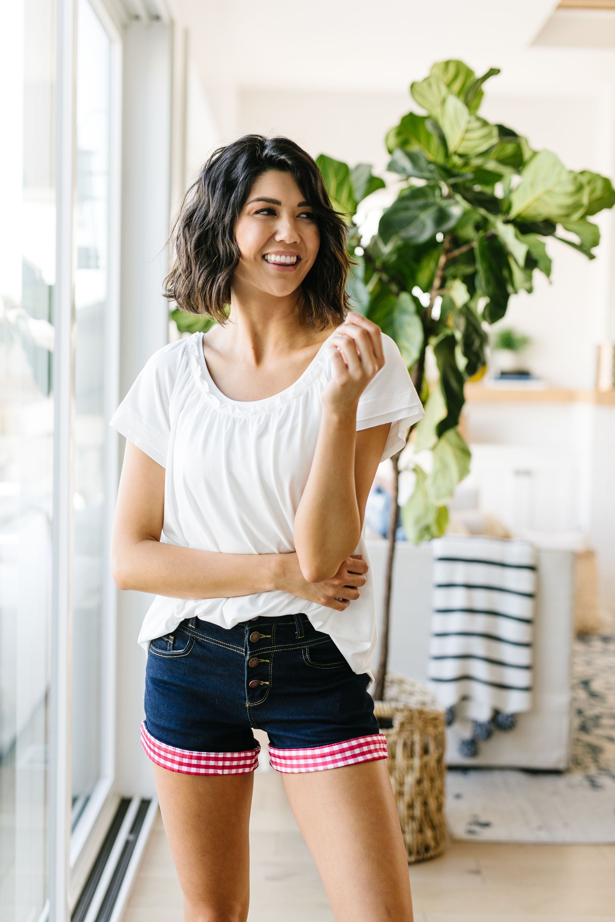 Picnic Lunch Gingham Trimmed Shorts