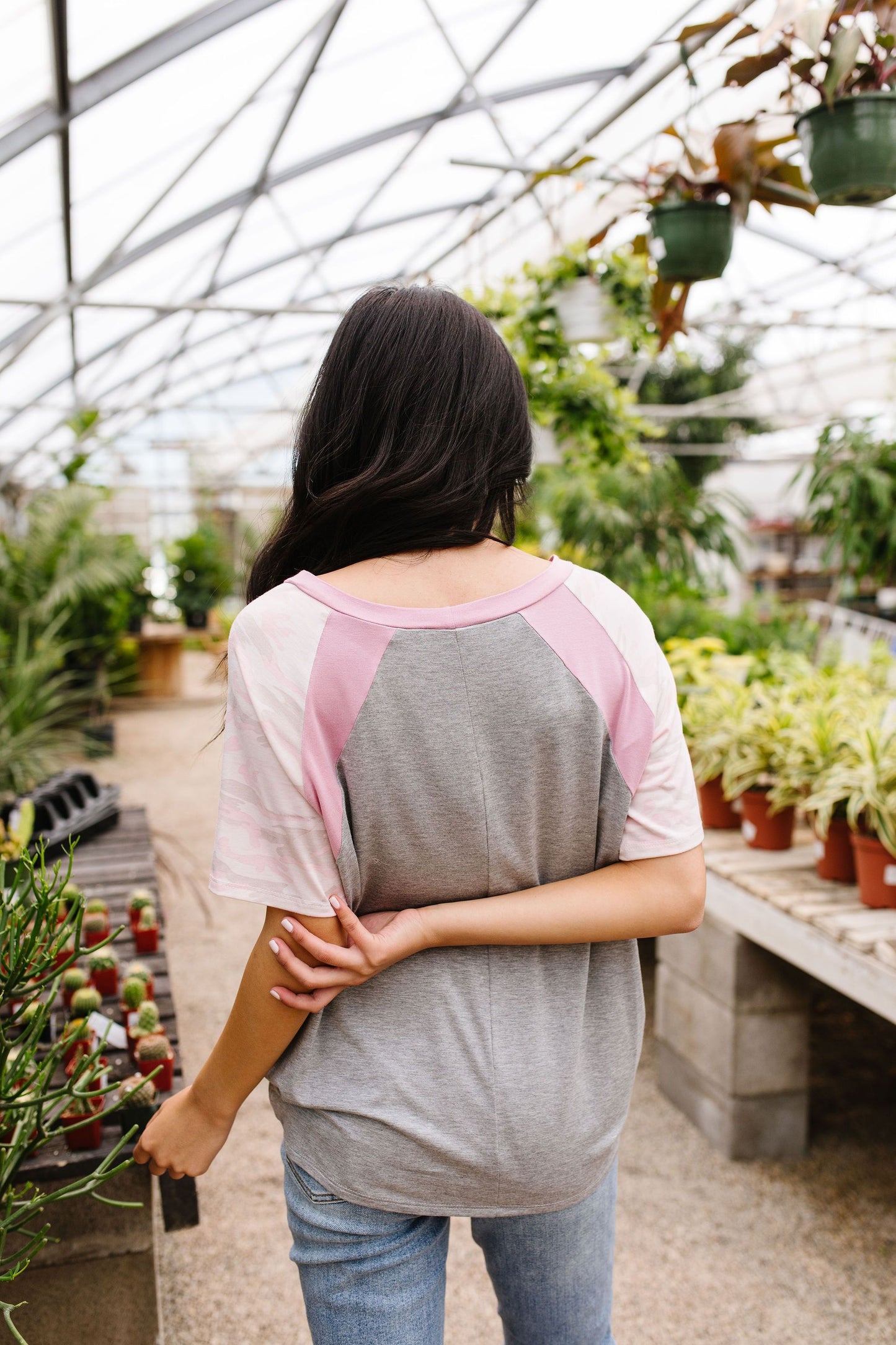 Pink Camo Raglan Top