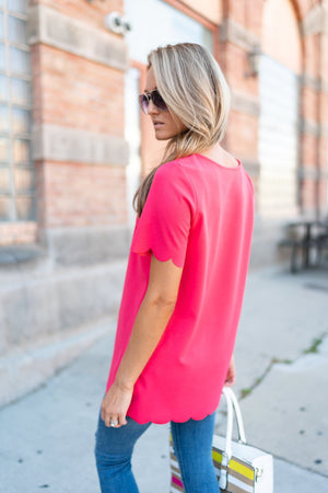 Pink Scalloped Top