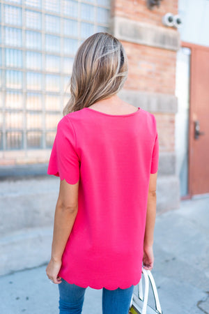 Pink Scalloped Top