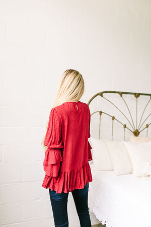 Play It Again Samantha Lace Top In Red - ALL SALES FINAL