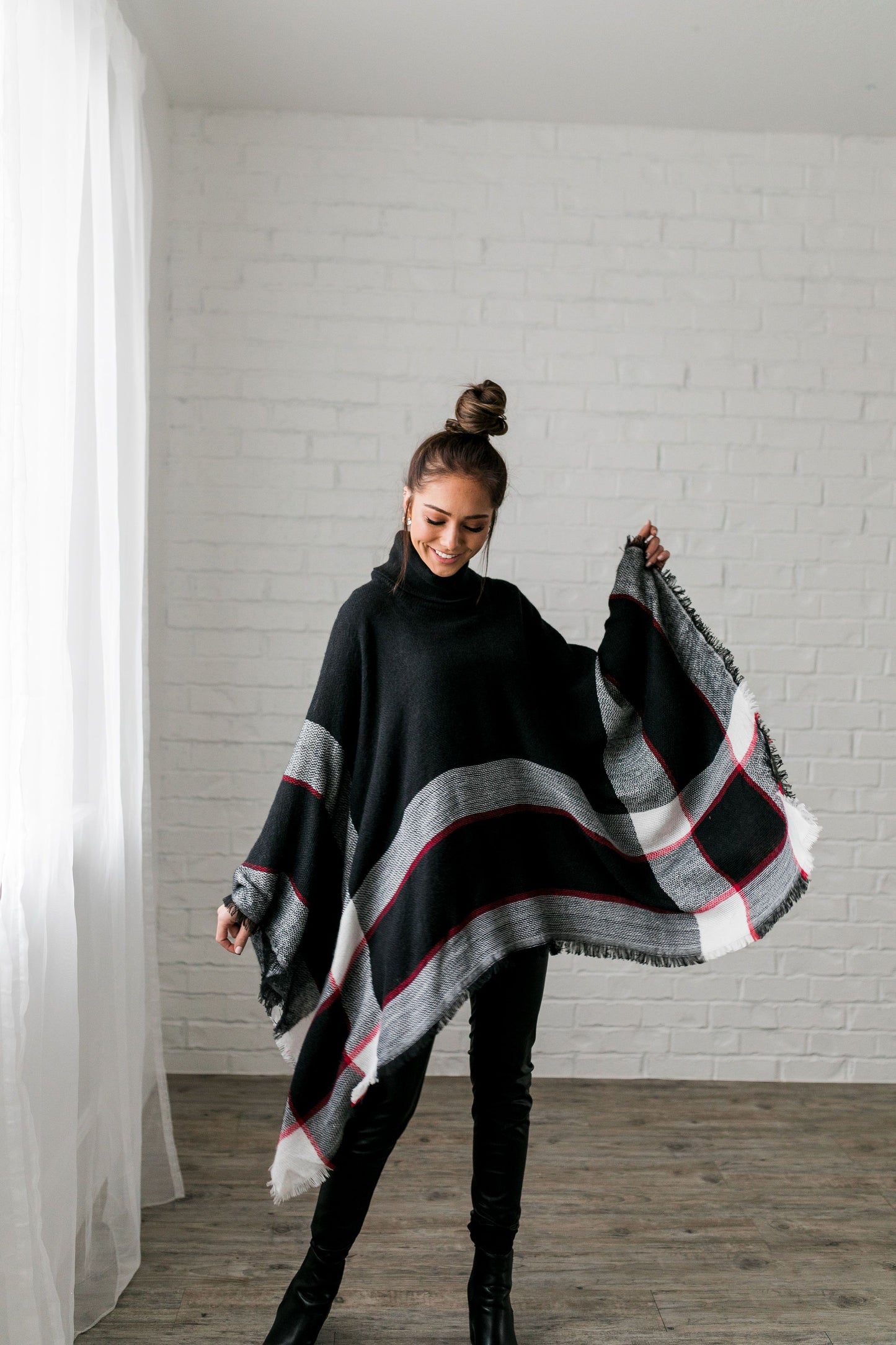 Playful Plaid Poncho