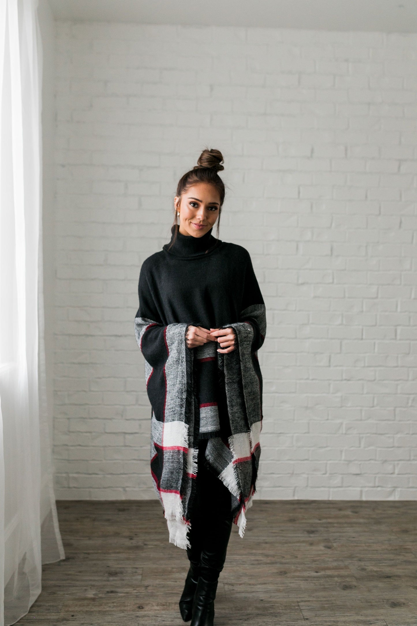 Playful Plaid Poncho