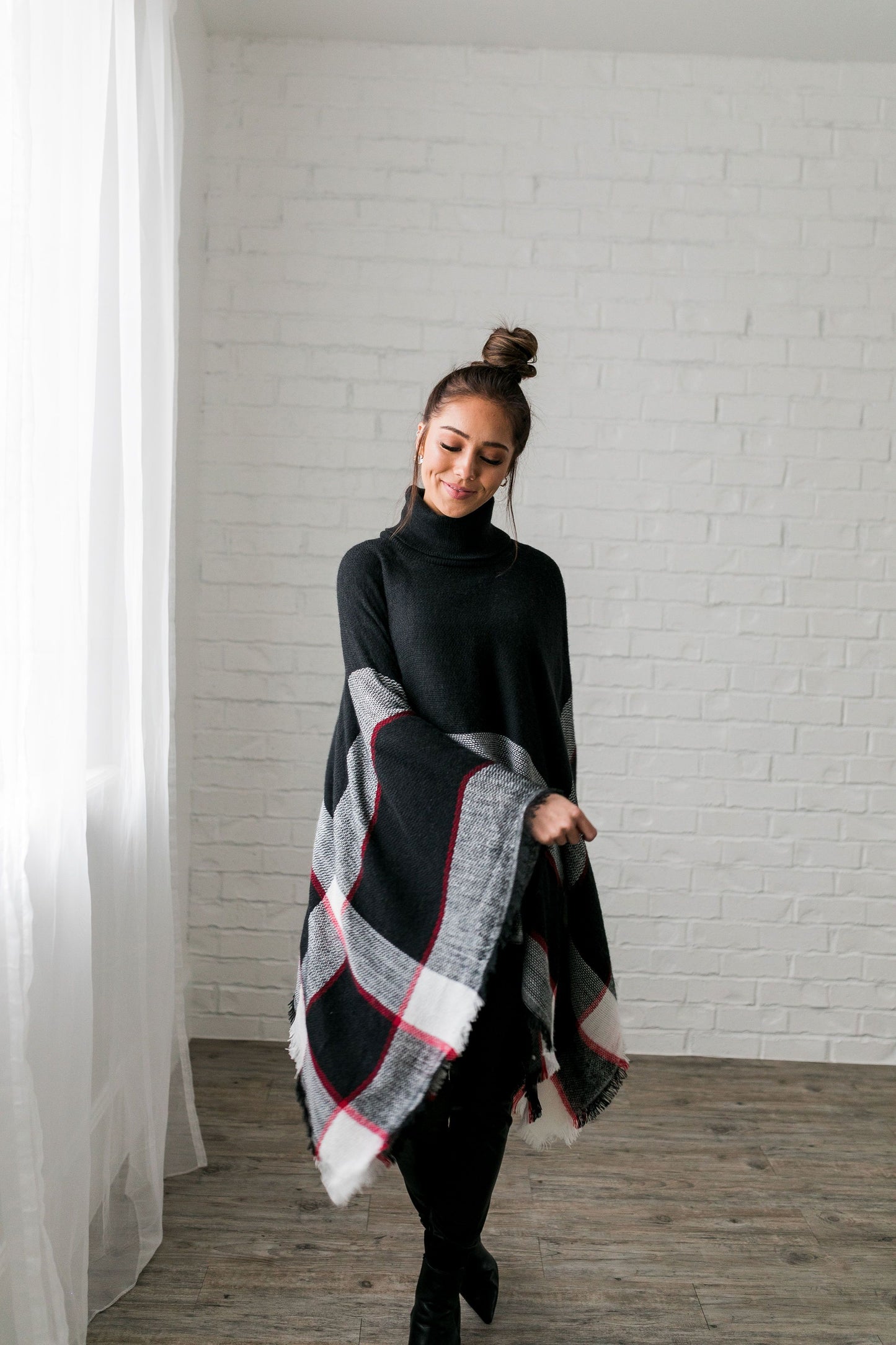 Playful Plaid Poncho