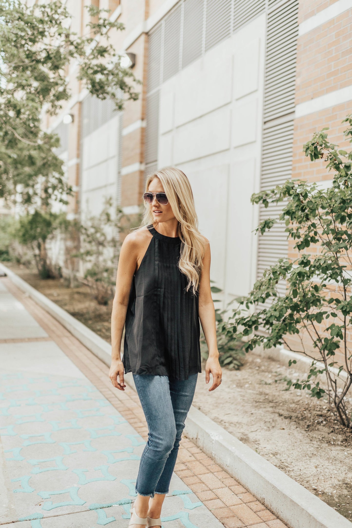 Pleated Halter In Black