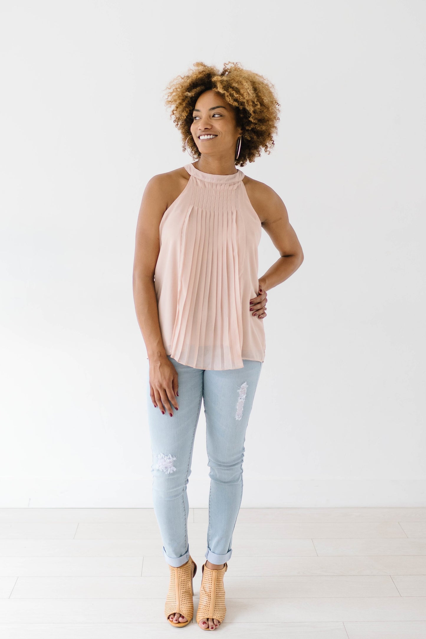 Pleated Halter In Blush