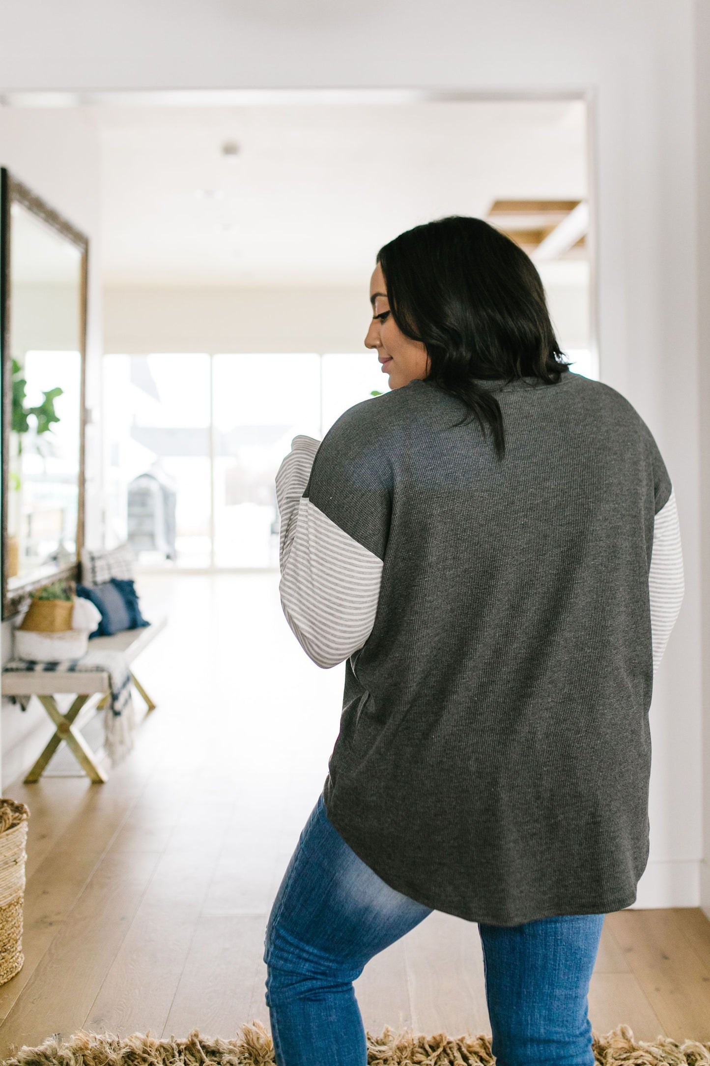 Pure & Simple Raglan Tee In Charcoal