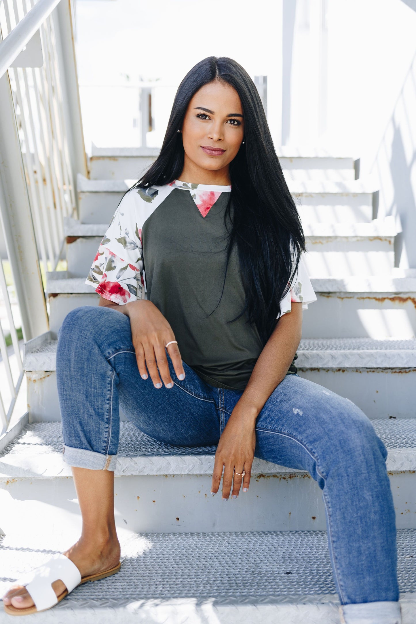 Raglan Floral Sleeved Tee