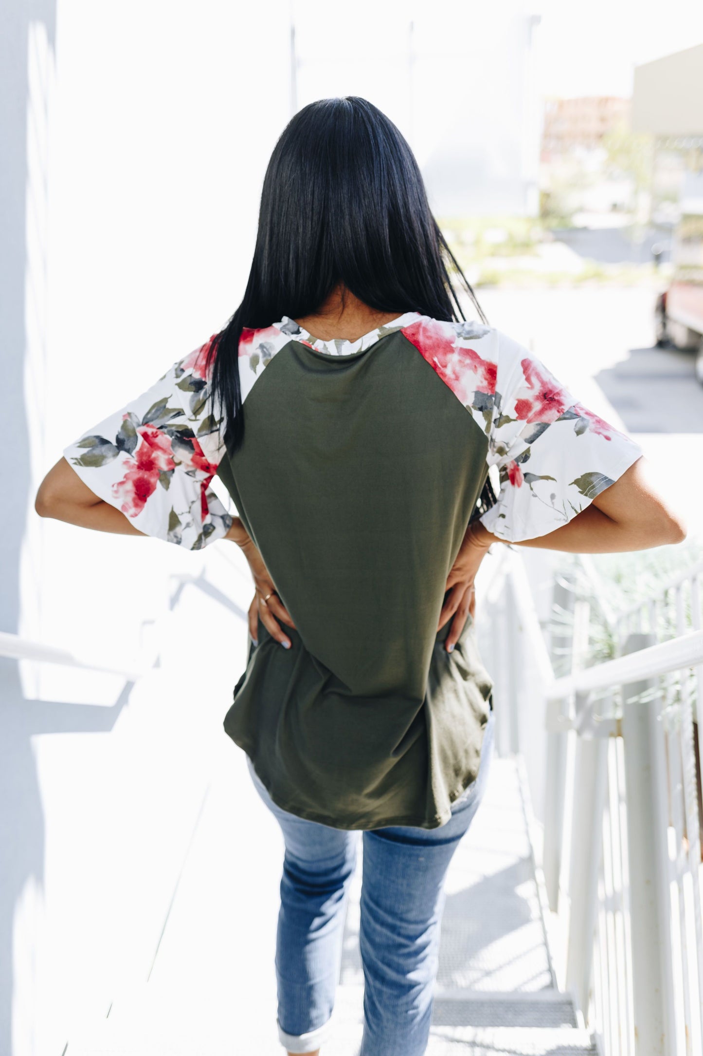 Raglan Floral Sleeved Tee