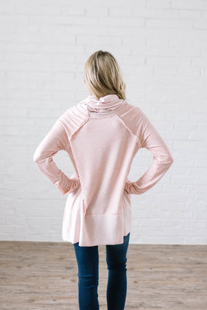 Rainy Day Cowl Neck Tunic in Light Pink