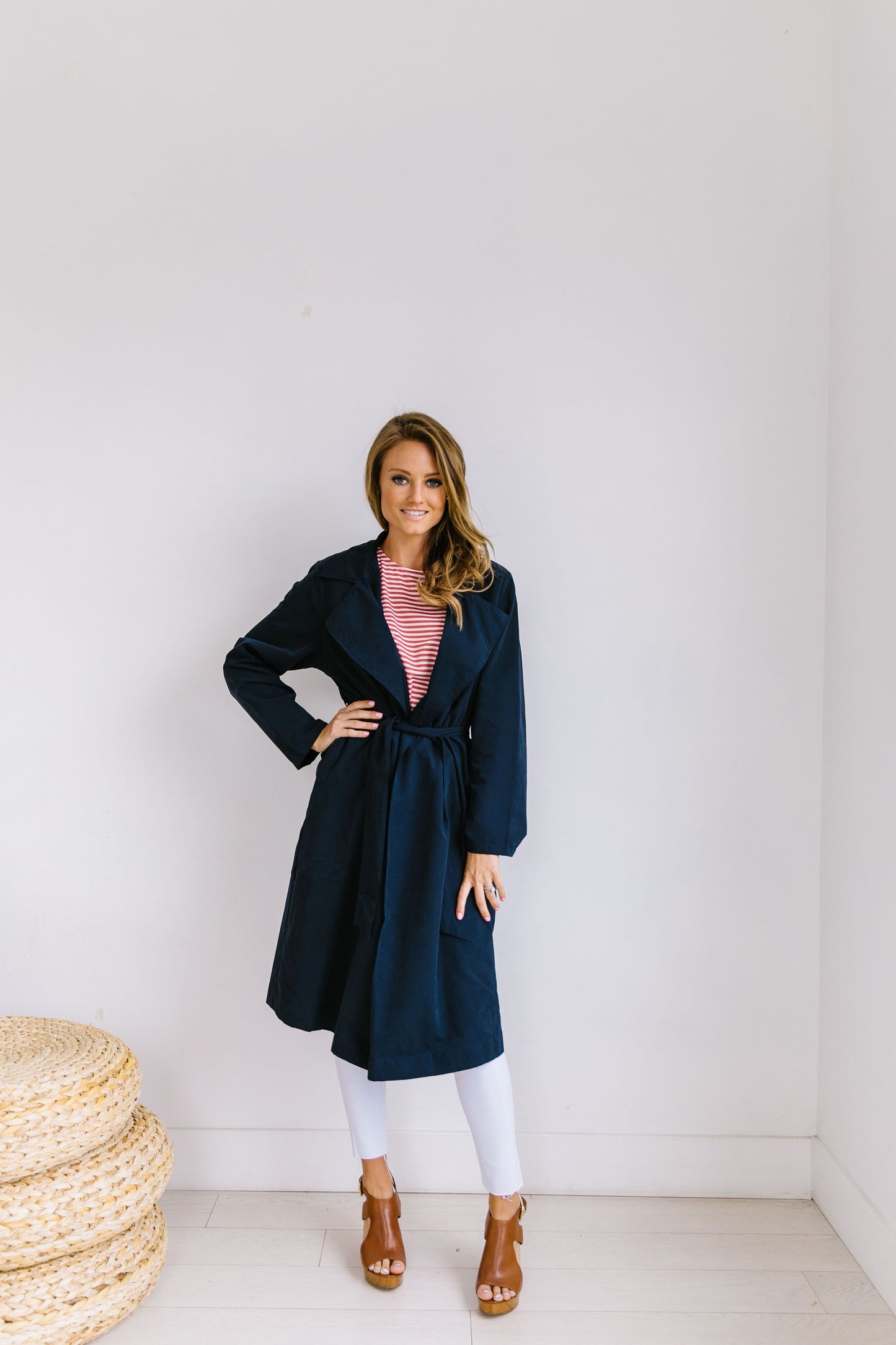 Rainy Day Trench Coat In Navy - ALL SALES FINAL